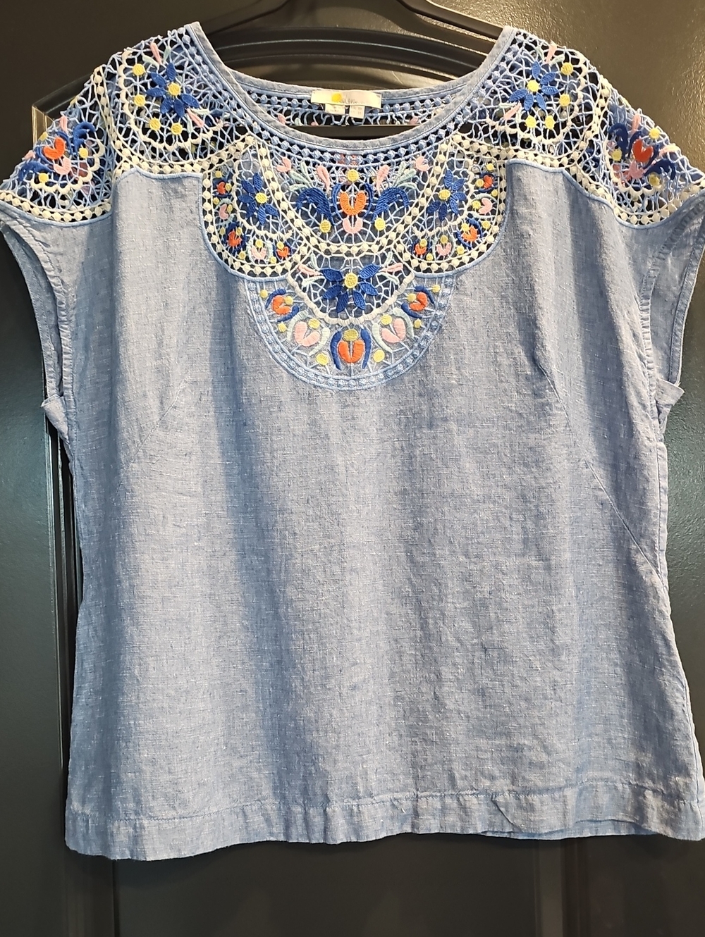 Boden Fleur Embroidered Linen Top